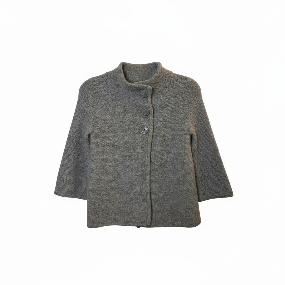 Fenn Wright Manson Grey Mock Neck Button Sweater Jacket Size Medium